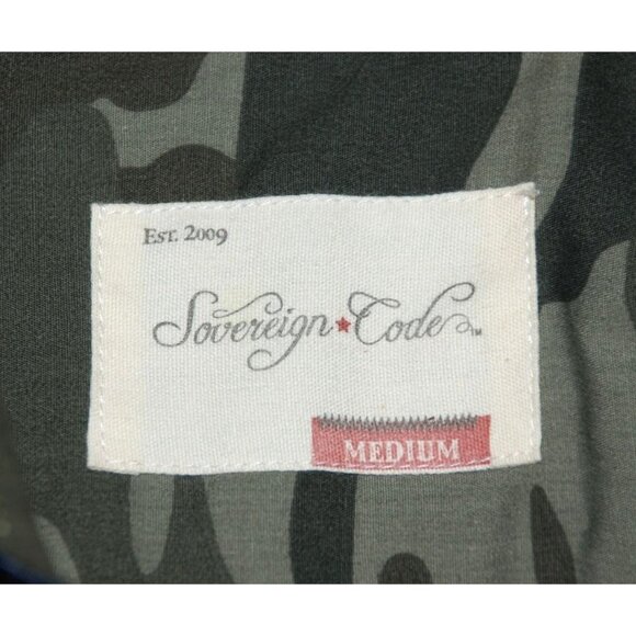 Sovereign Code Men's Blue Chambray Shirt Size M Roll Tab Camo Contrast Cuff - Picture 10 of 12